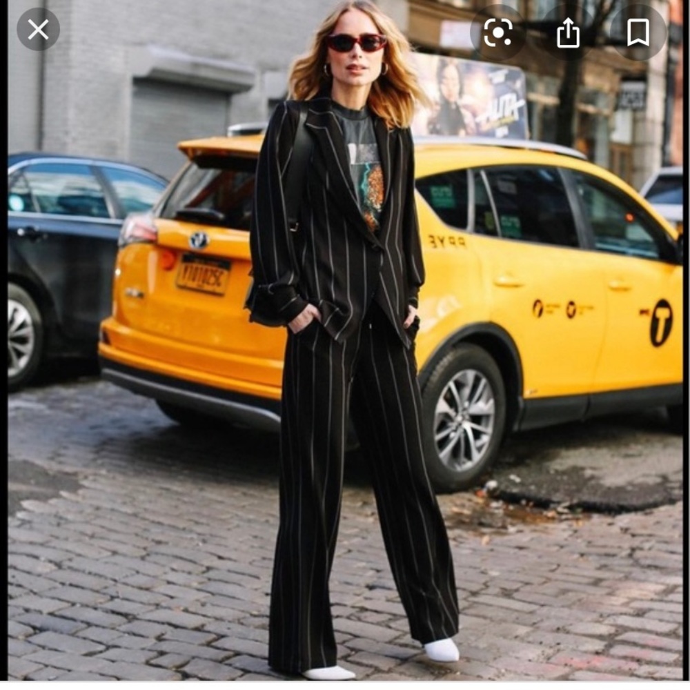 Anine Bing pinstripe pants and top